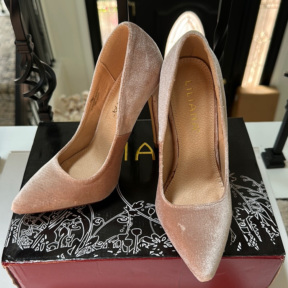 Pointy velvet high heels